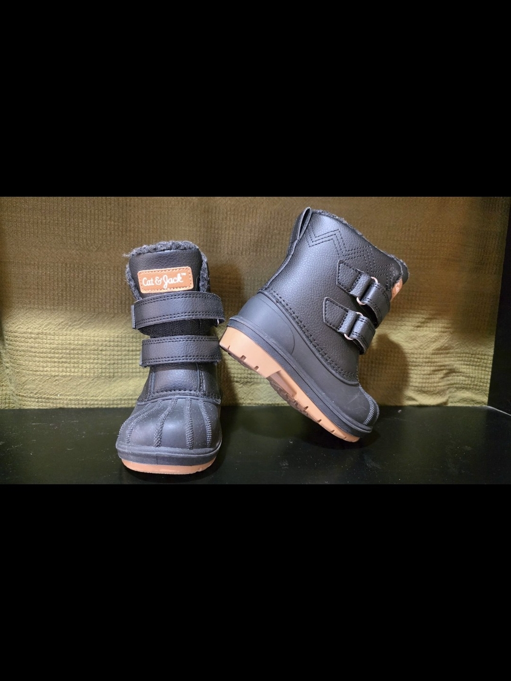 Cat & Jack Black Boots with Tan Outsoles